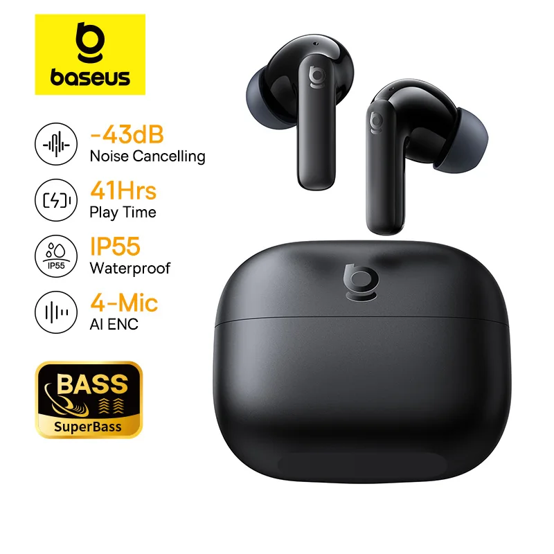 Active Noise Cancelling Headphones Over Ear - Беспроводные наушники Baseus Bass EP10 с