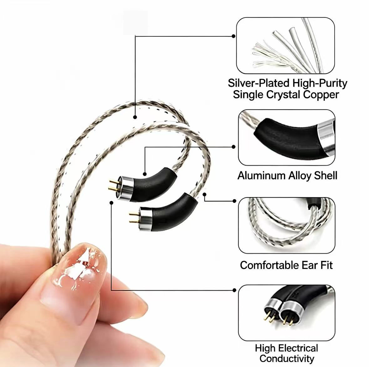 Кабель для модернизации IEM, р – обзор и цена Balanced Headphone Cable 4.4Mm Mmcx